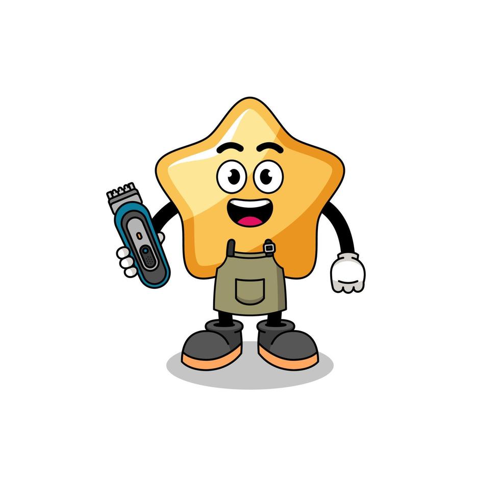 Cartoon Illustration of star as a barber man vector