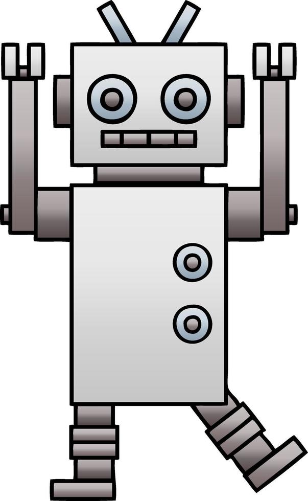 gradient shaded cartoon dancing robot vector