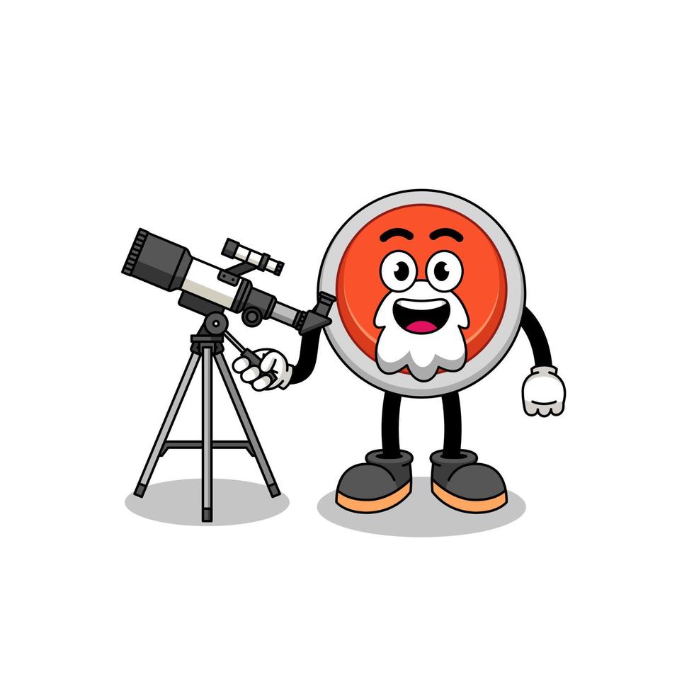 Illustration of emergency button mascot as an astronomer vector