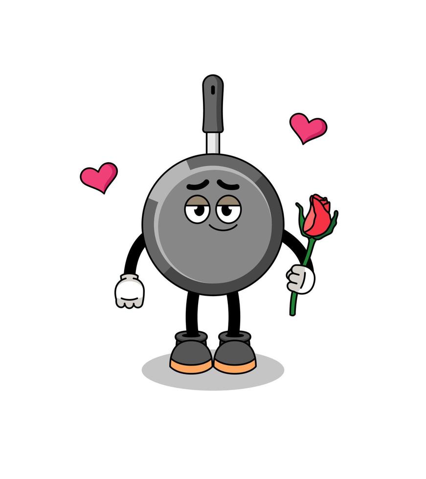 frying pan mascot falling in love vector