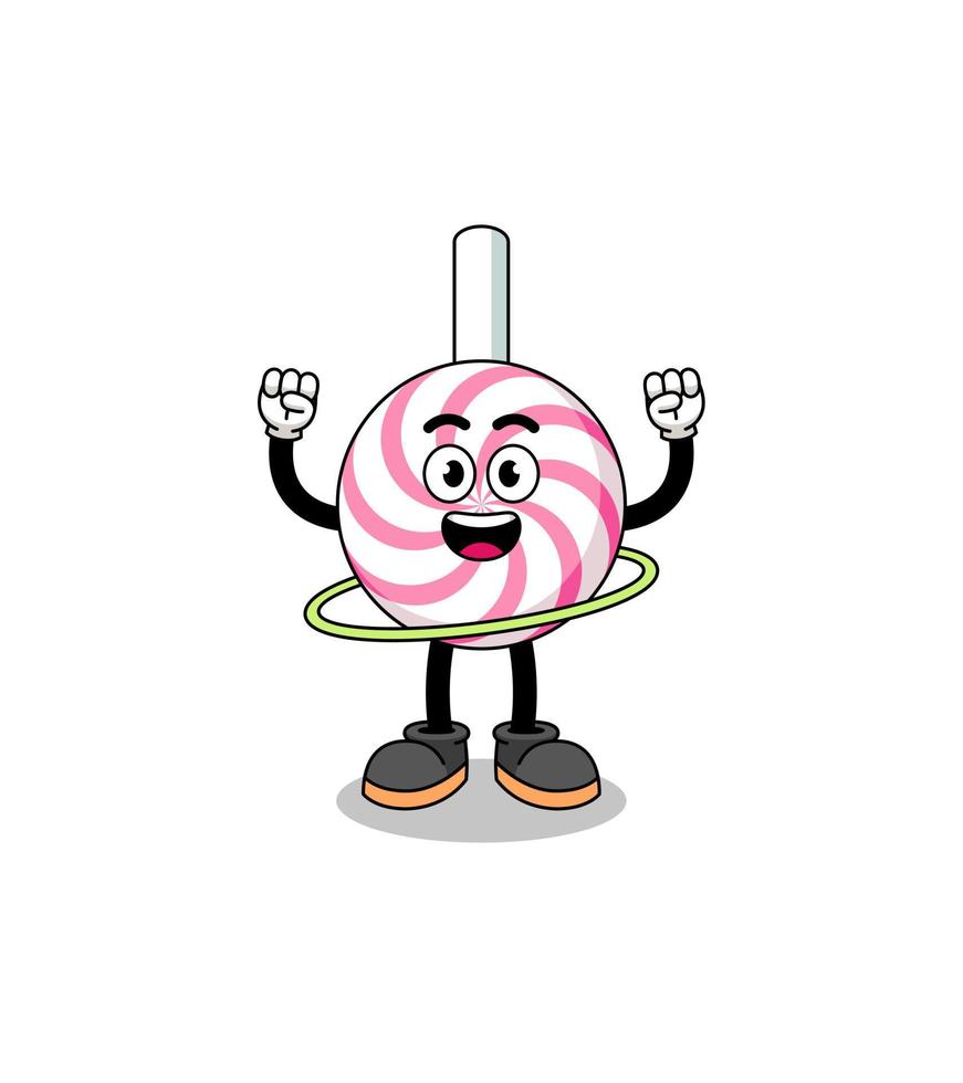 Character Illustration of lollipop spiral playing hula hoop vector