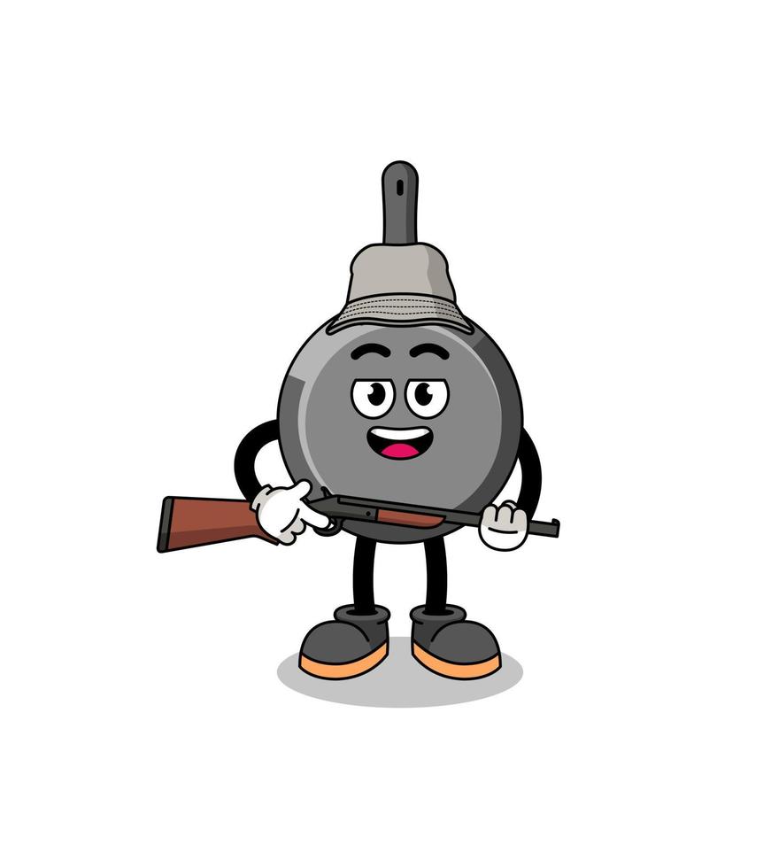 Cartoon Illustration of frying pan hunter vector