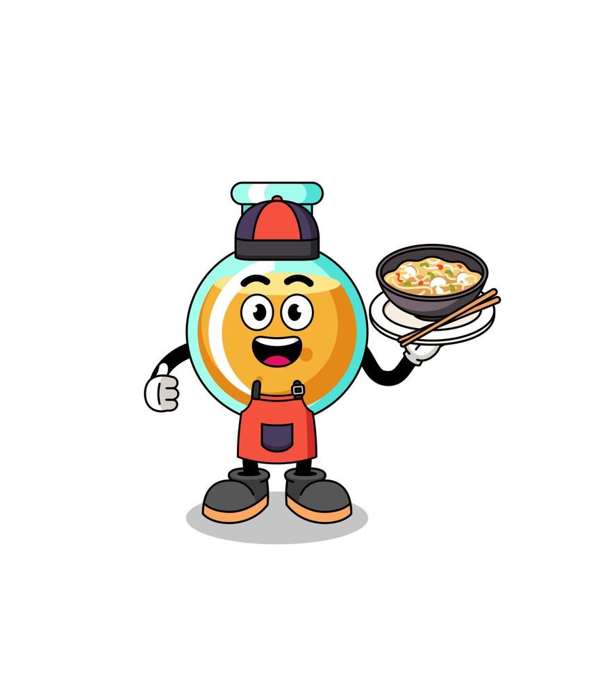 Illustration of lab beakers as an asian chef vector