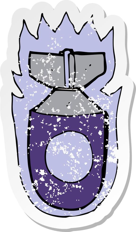 retro distressed sticker of a cartoon bomb vector