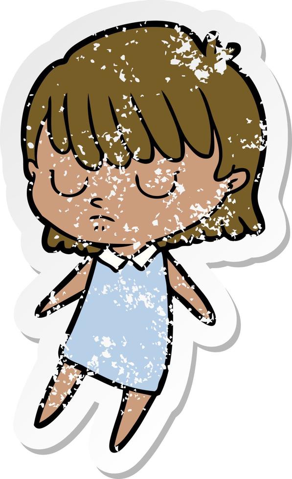 distressed sticker of a cartoon woman vector