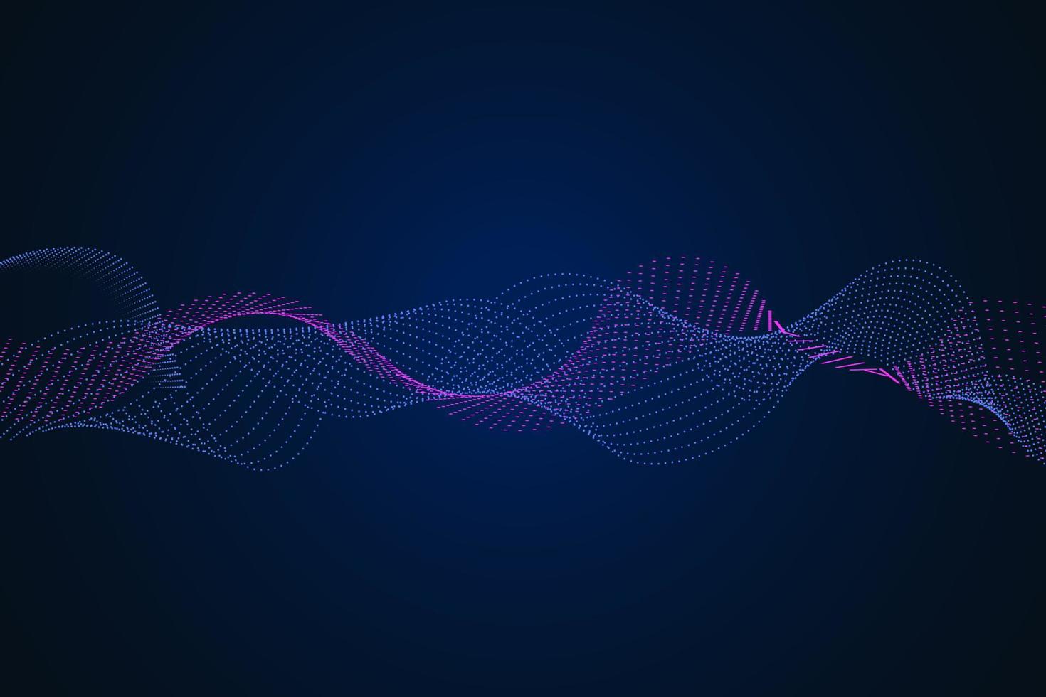 Sound wave illustration on a dark background. Abstract blue digital equalizer indicators. vector