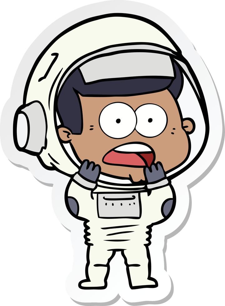 sticker of a cartoon surprised astronaut vector