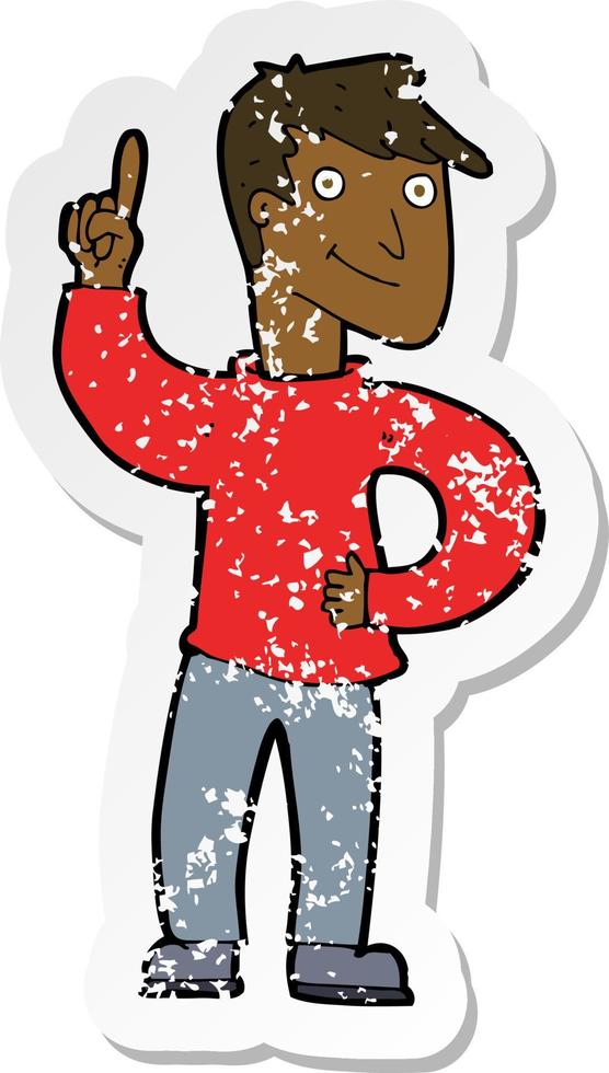 retro distressed sticker of a cartoon man with great idea vector