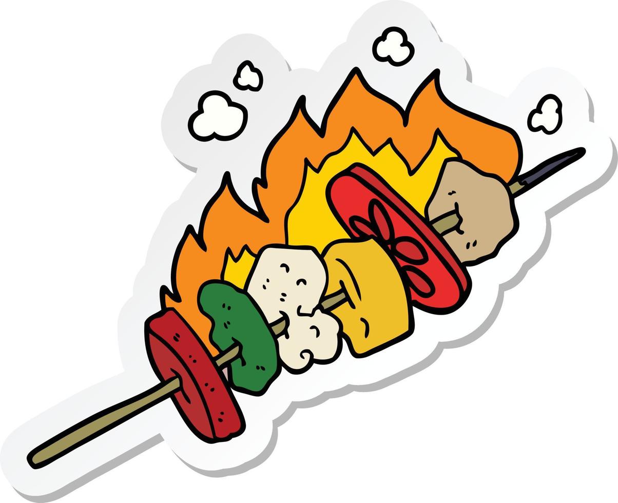 sticker of a cartoon kebab sticks vector