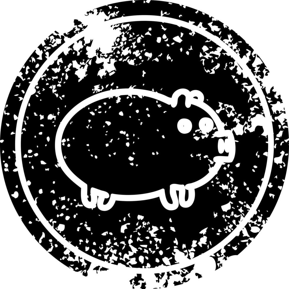 fat pig distressed icon vector