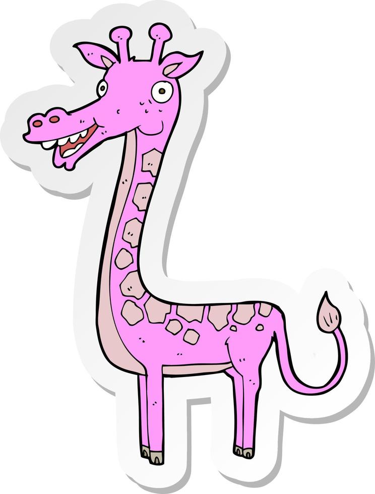 sticker of a cartoon giraffe vector