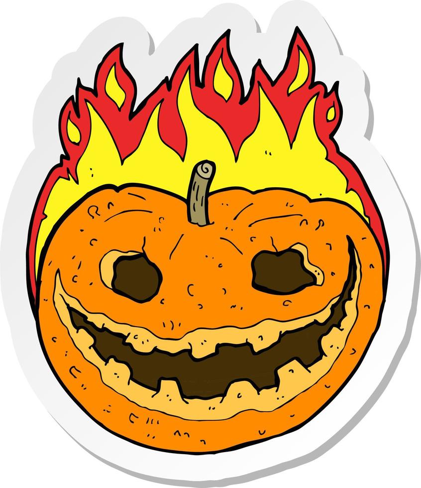 sticker of a cartoon spooky pumpkin vector