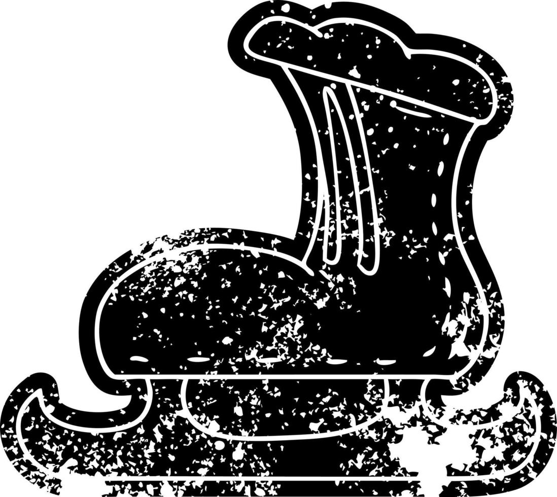 grunge icon drawing of an ice skate boot vector