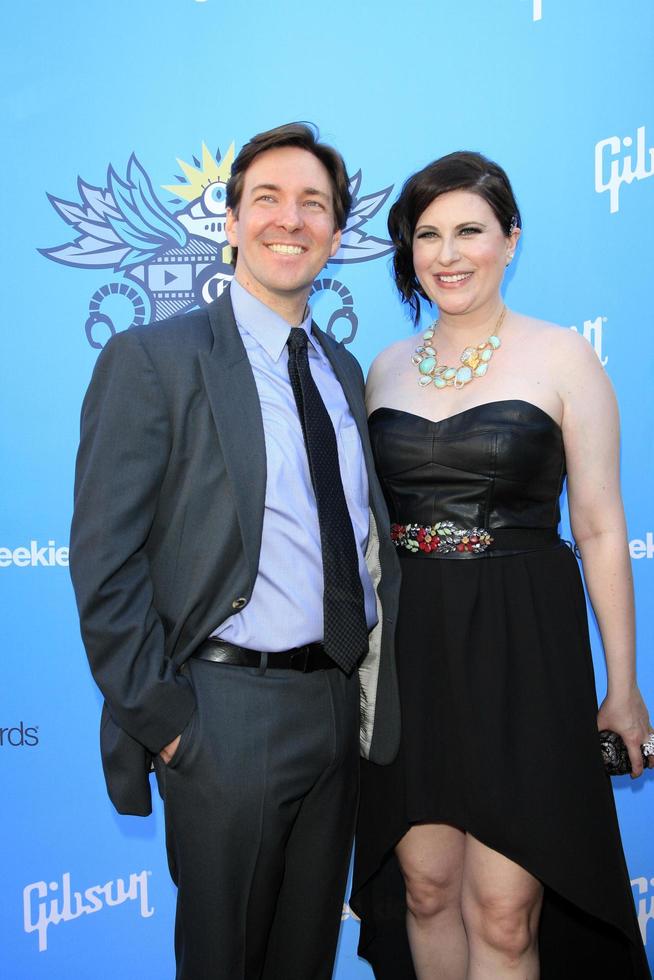 LOS ANGELES, AUG 17 -  Jim McMahon, Stephanie Thorpe at the 2nd Annual Geeky Awards at Avalon on August 17, 2014 in Los Angeles, CA photo