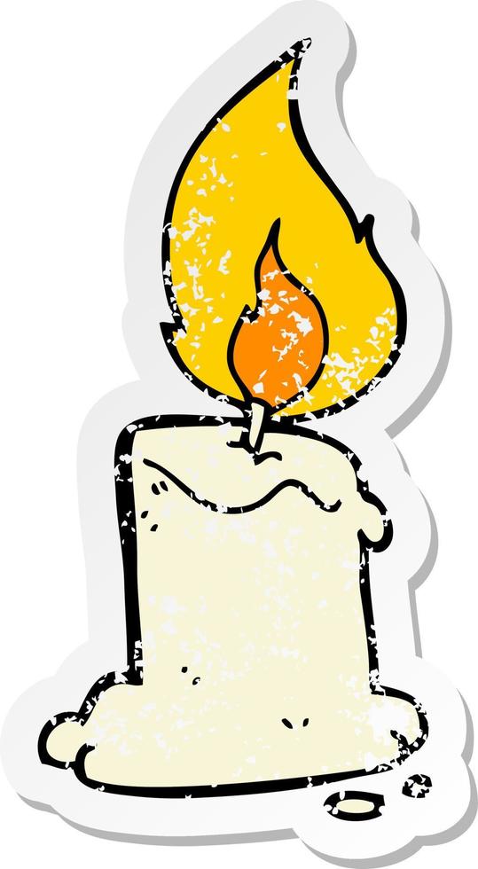 distressed sticker of a cartoon candle vector