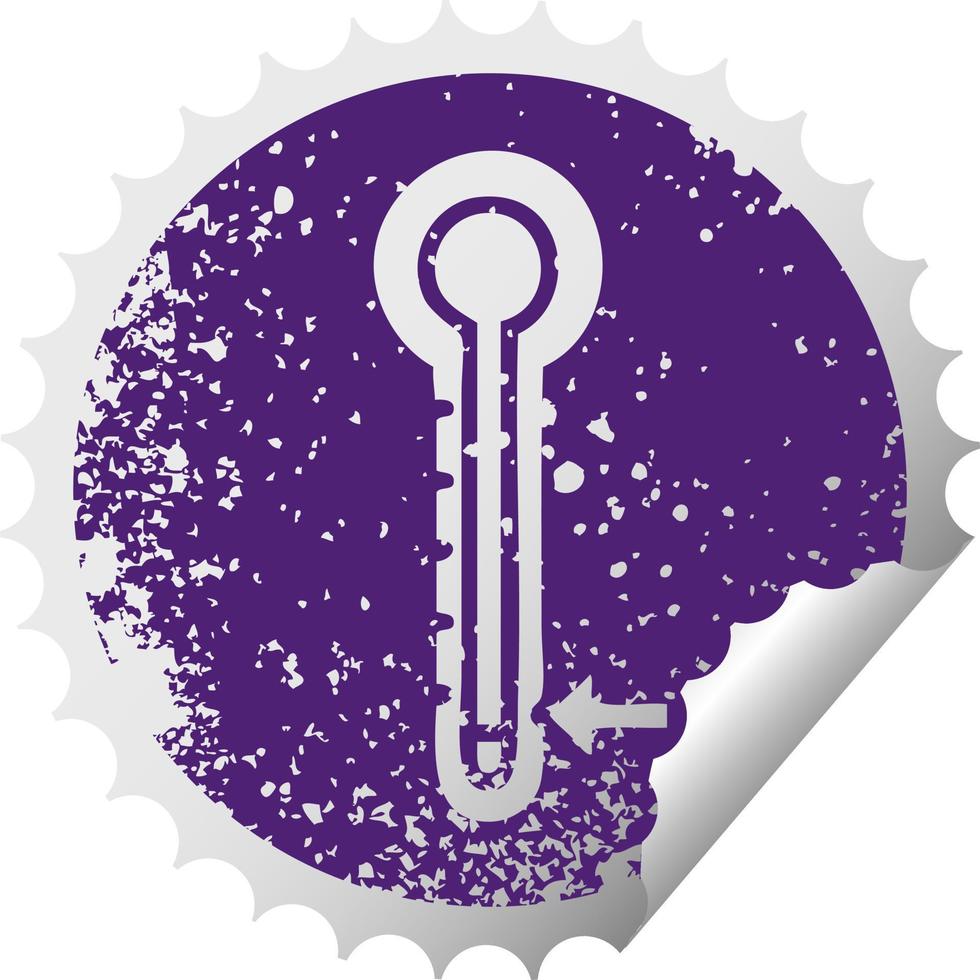 distressed circular peeling sticker symbol cold thermometer vector