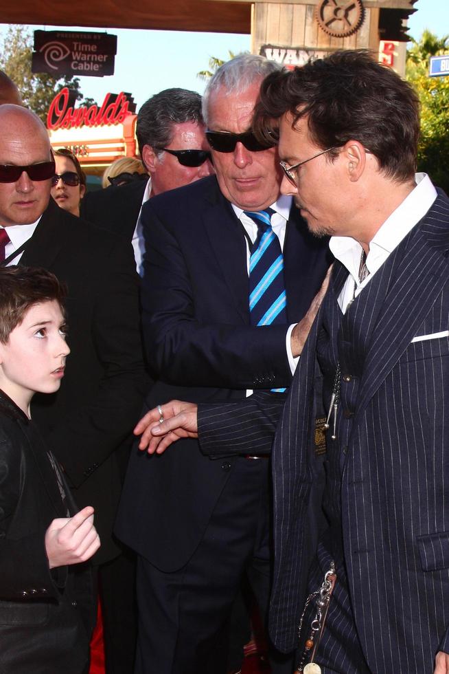 LOS ANGELES, JUN 22 -  Johnny Depp, Mason Cook at the World Premiere of The Lone Ranger at the Disney s California Adventure on June 22, 2013 in Anaheim, CA photo