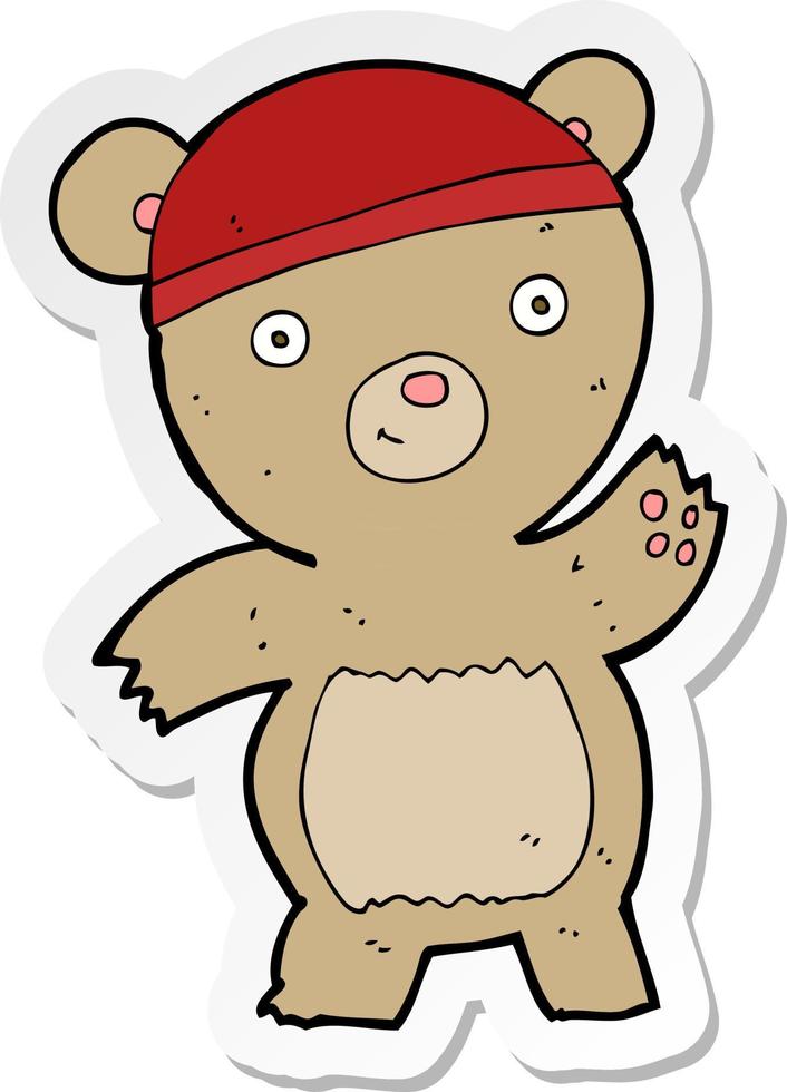 sticker of a cartoon teddy bear vector