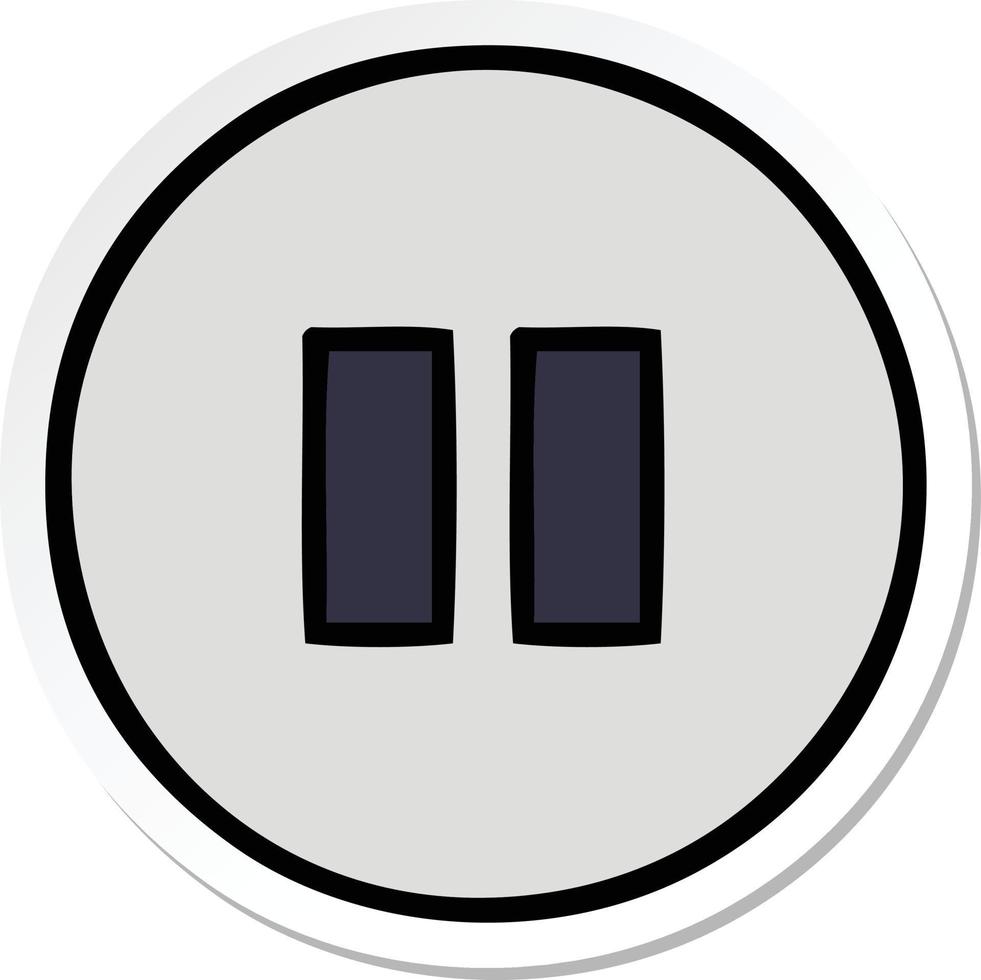 sticker of a cute cartoon pause button vector