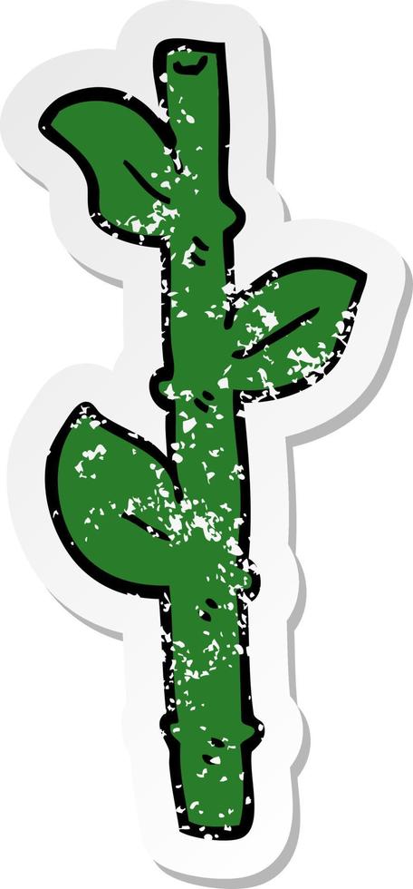 distressed sticker of a cartoon bamboo vector