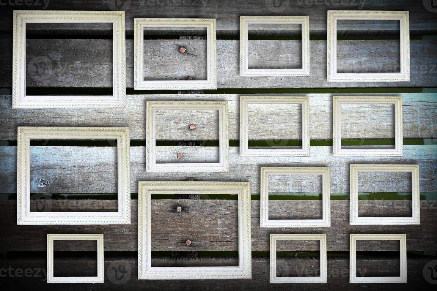 White frame on old wall photo