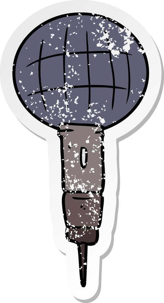 distressed sticker of a cartoon microphone vector