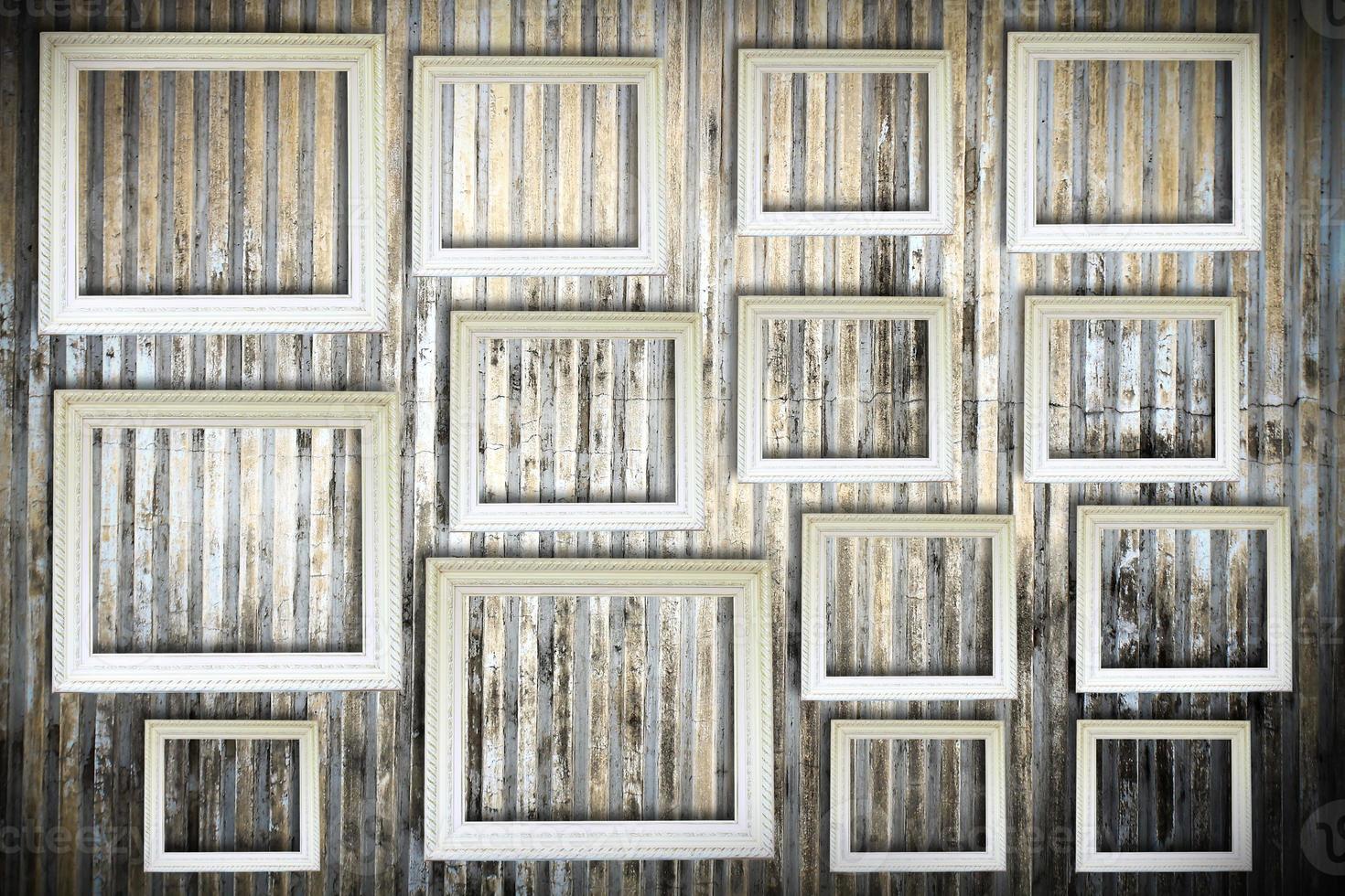 White frame on old wall photo