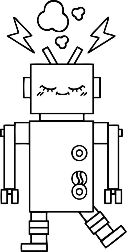 robot de baile de dibujos animados de dibujo lineal vector