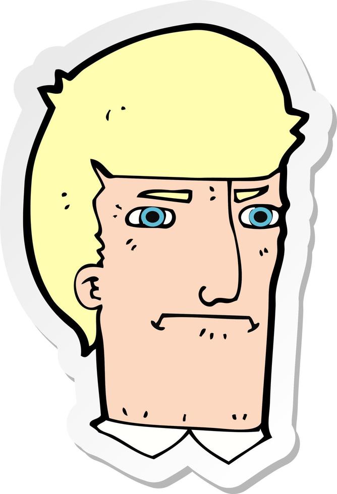 sticker of a cartoon man narrowing eyes vector