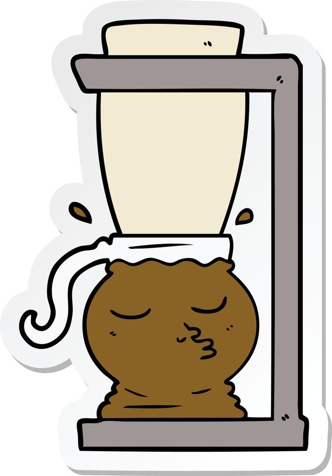 sticker of a cartoon filter coffee machine vector