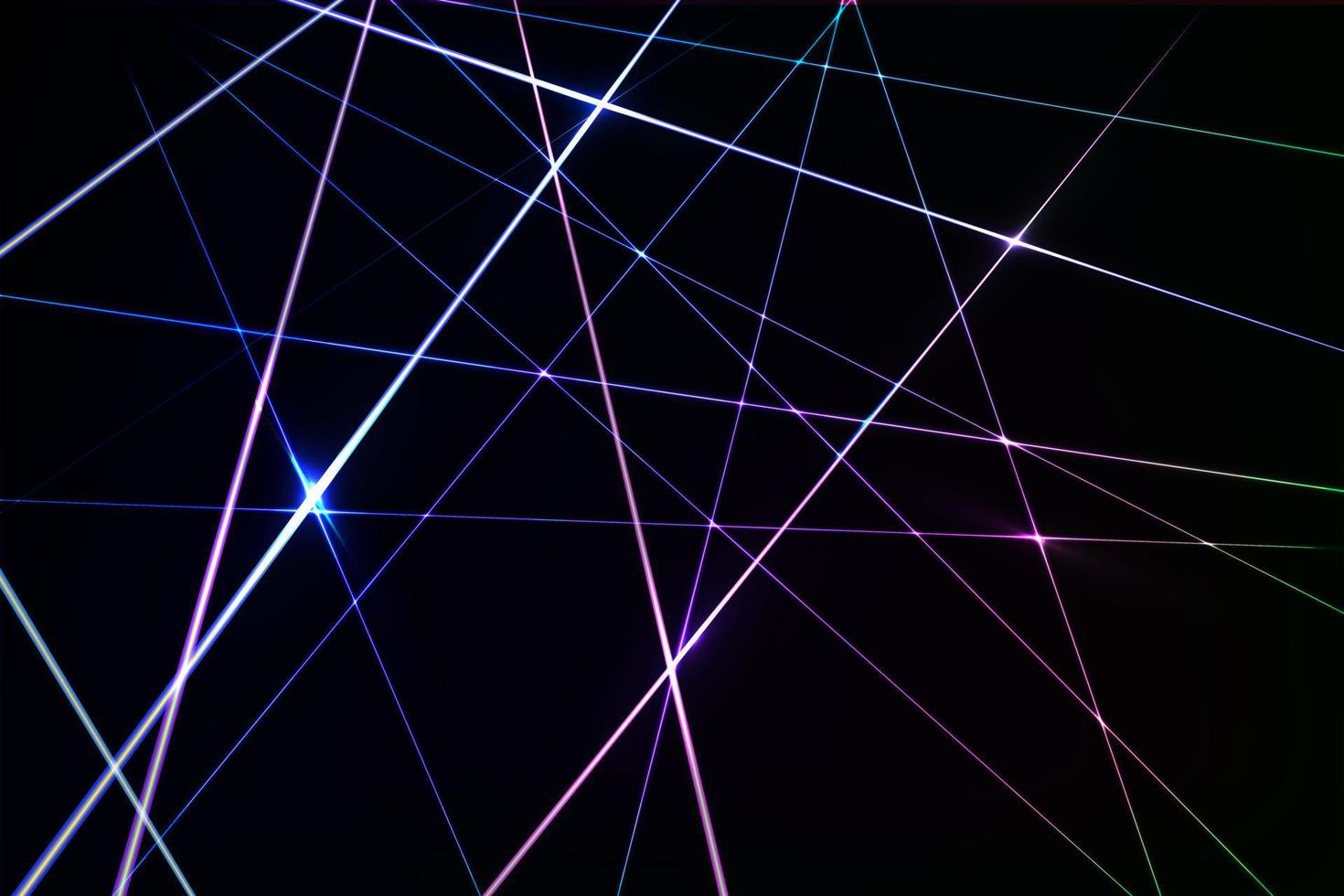 Intersecting glowing laser  security  beams on a dark background.Art design shine light ray.Laser field. vector