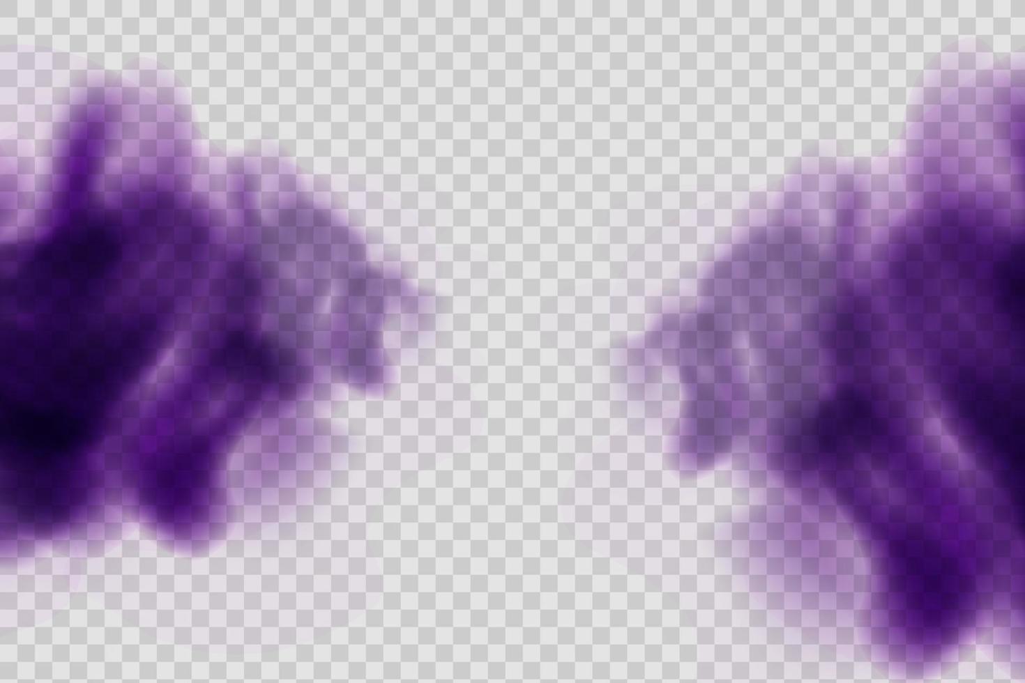 Realistic scary mystical  violet fog in night Halloween. Purple poisonous gas, dust and smoke effect. vector