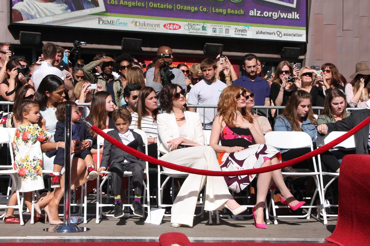 LOS ANGELES, NOV 17 -  Anne Hathaway, Jessica Chastain at the Matthew McConaughey Hollywood Walk of Fame Star Ceremony at the Hollywood and Highland on November 17, 2014 in Los Angeles, CA photo
