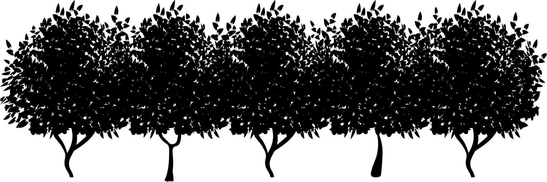 Monochrome vector drawing of bushes.