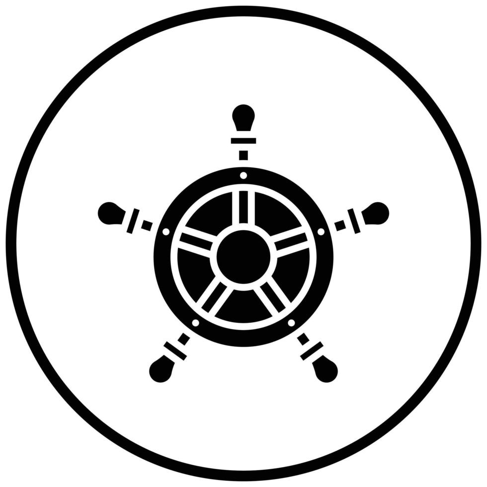 estilo de icono de rueda de barco vector