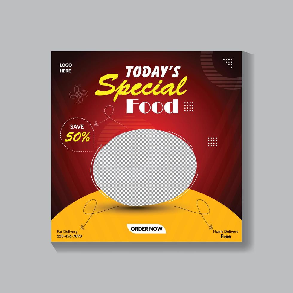 Editable Food and Restaurant Social Media Post Template Design vector