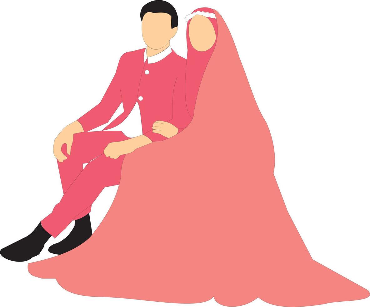 Muslim wedding couple vector