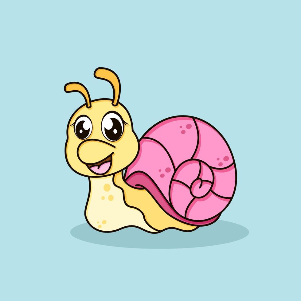 Ilustración de icono de vector de dibujos animados lindo caracol. estilo de dibujos animados plana