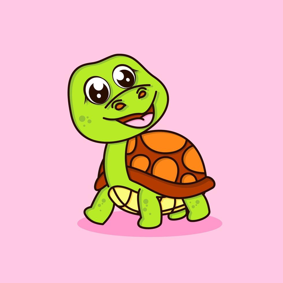 Cute turtle cartoon vector icon illustration. flat cartoon style ...