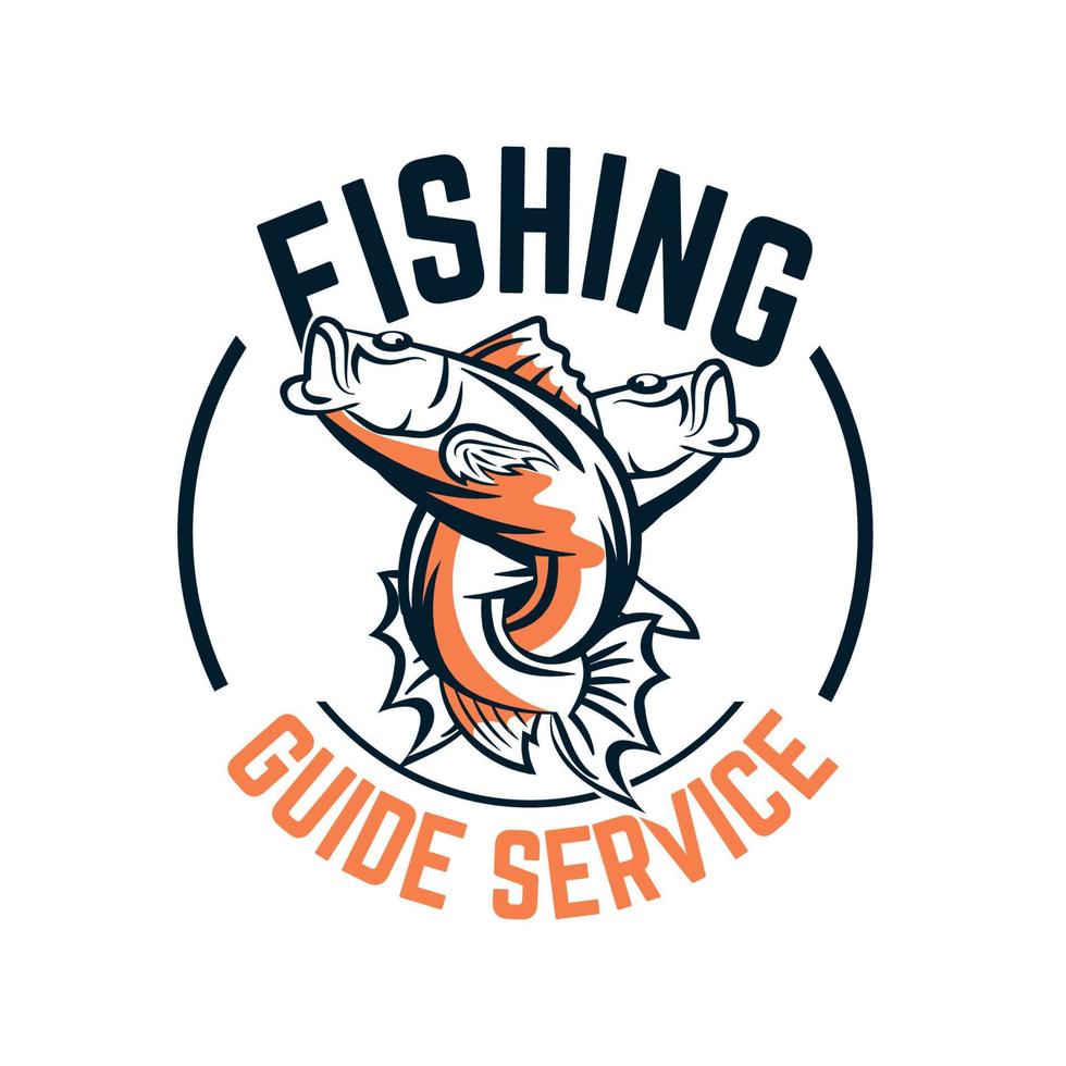 Vintage retro fishing logo template vector