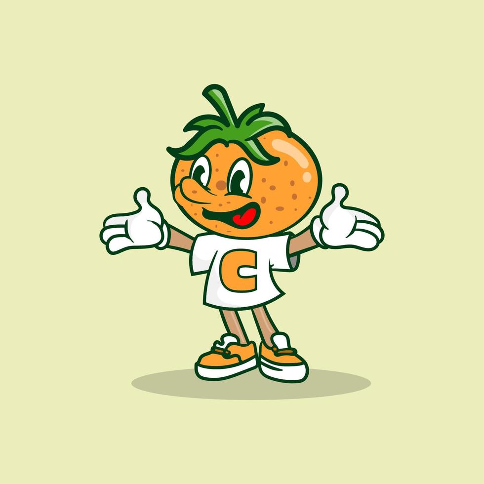 diseño de logotipo de mascota retro naranja vector