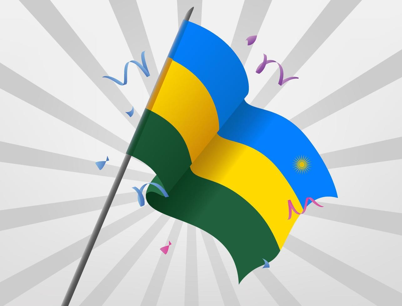 la bandera de celebración de ruanda ondea a gran altura vector