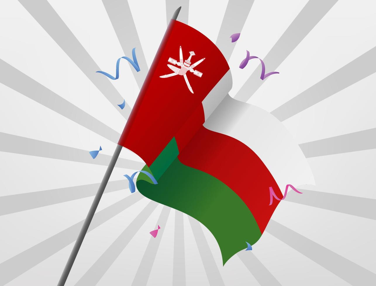 The celebratory flag of Oman flies at high altitude vector