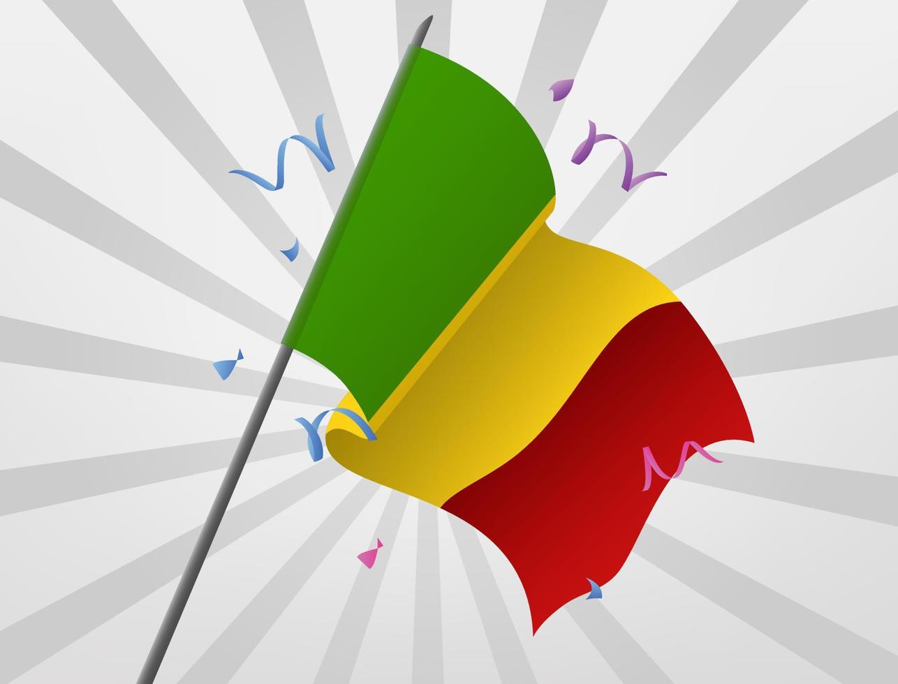 la bandera festiva de mali se eleva a gran altura vector
