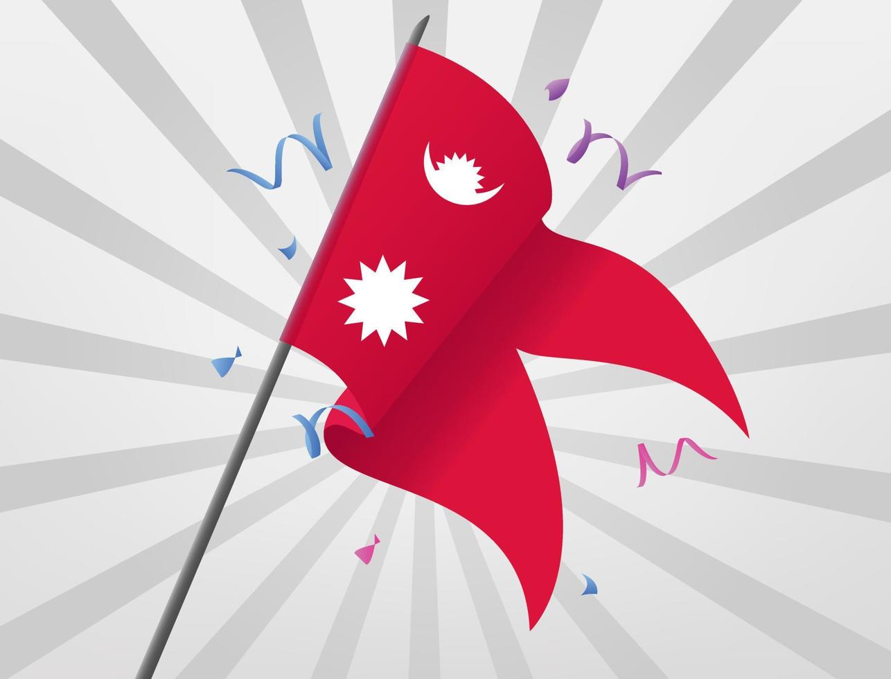 Flying flags crossed from the country of Nepal vector