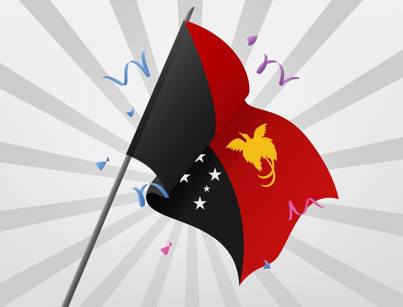 la bandera festiva de papua nueva guinea ondeaba a gran altura vector