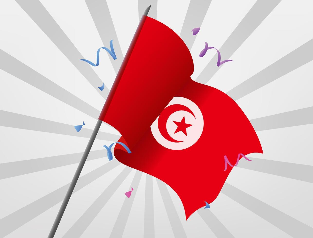 Flying flags crossed from the country of Tunisia vector