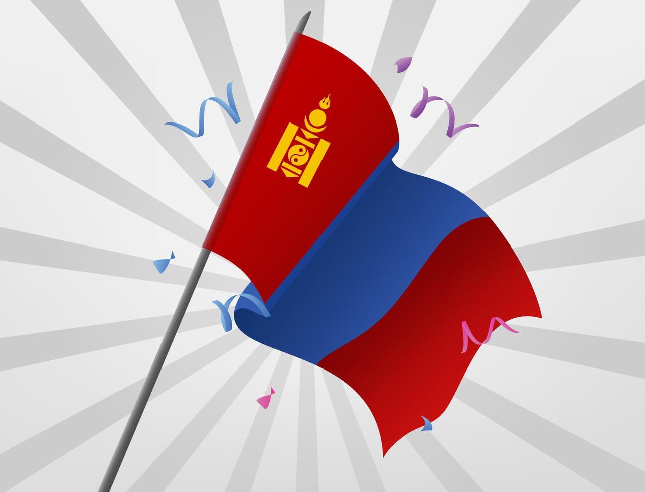 banderas de celebración de mongolia se elevan a gran altura vector