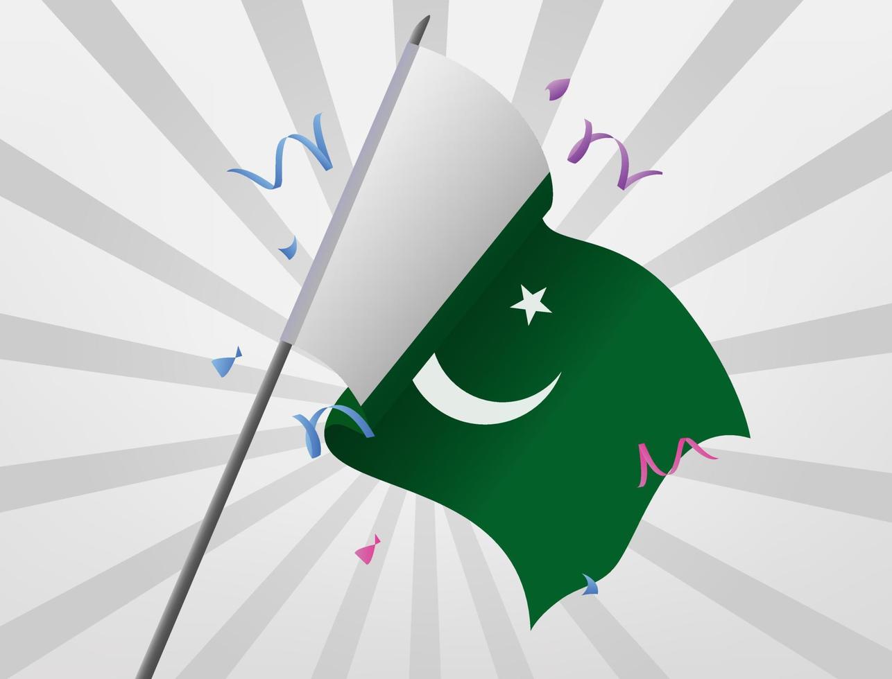 la bandera de celebración de pakistán ondea a gran altura vector