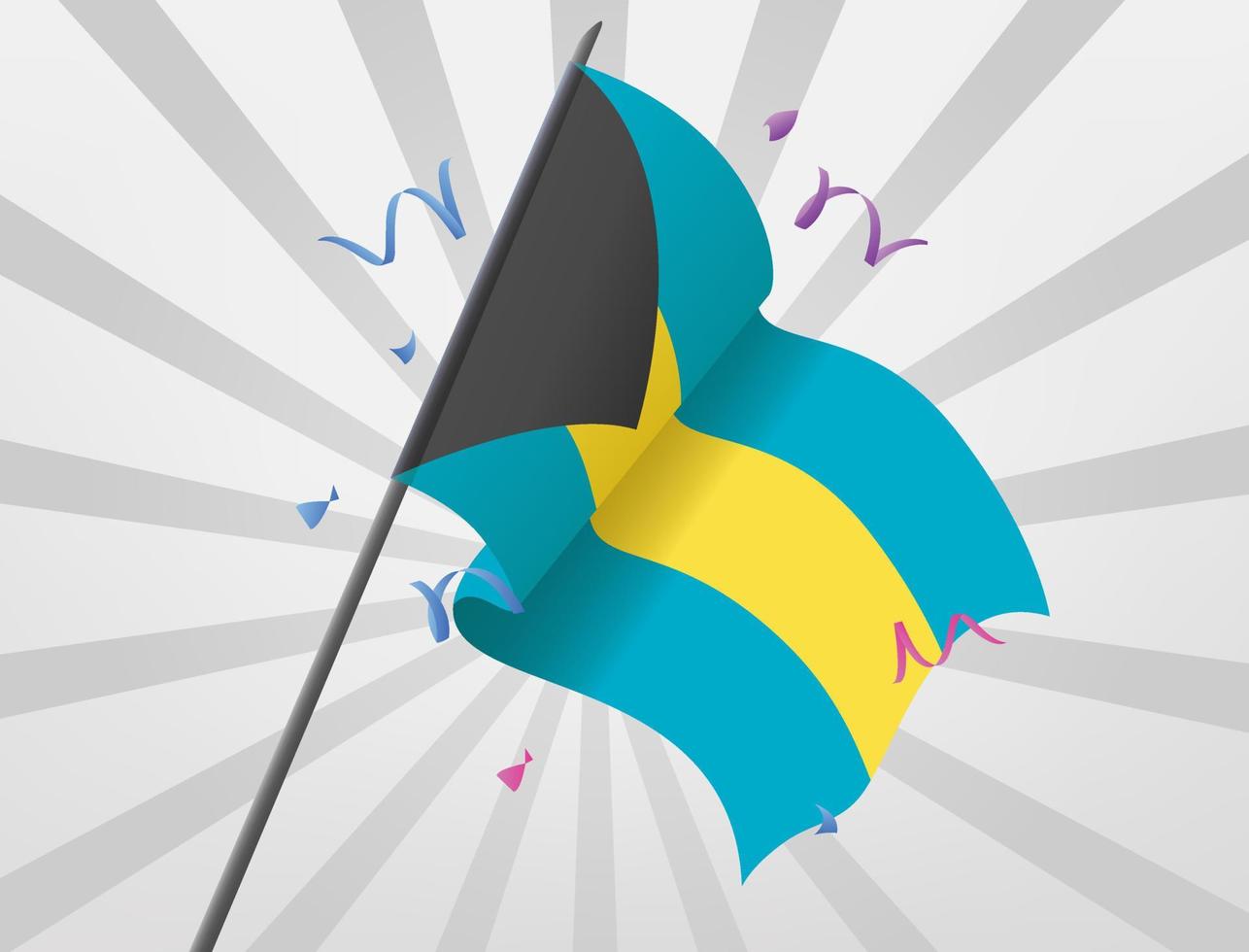 The Bahamas celebratory flag is flying at height vector